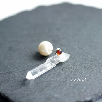 【noix】sv925 garnet pierce with pearl catch (1pc)の画像