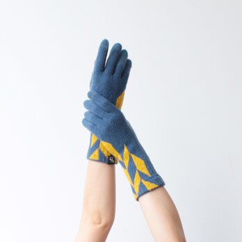 % PERCENT 手袋（COMFORTABLE：ブルー・イエロー）ギフトBOX付 スマホ対応 裏起毛　グッドデザイン賞の画像