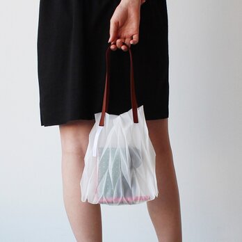 zero：Pleats bag - S（ヘリンボーン）：プリーツ バッグ　軽い　透ける　透明感の画像