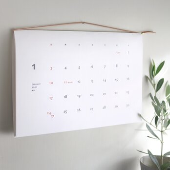 2024年 3月スタート◆シンプル・本革ひも綴じ・壁掛けカレンダーの画像