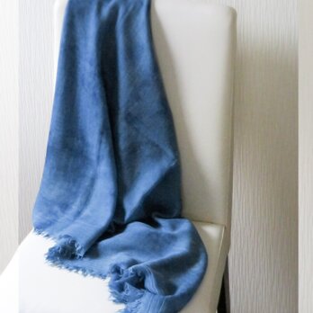天然藍染：カシミヤストール 濃藍の画像
