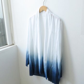 天然藍染：綿麻カーディガン 白暈の画像