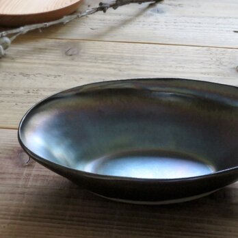 無名異焼：Oval bowl 極光天目の画像