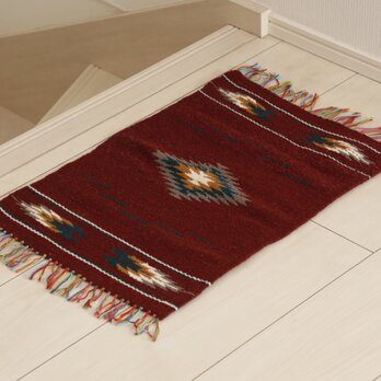 スパニッシュ織 羊毛ラグ（約34×50cm）（94-18）の画像