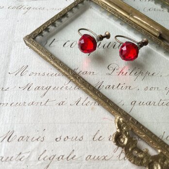 Art Deco red glass earringsの画像