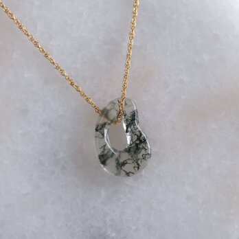 Moss agate circle necklace　天然石モスアゲートネックレス　K14gfの画像