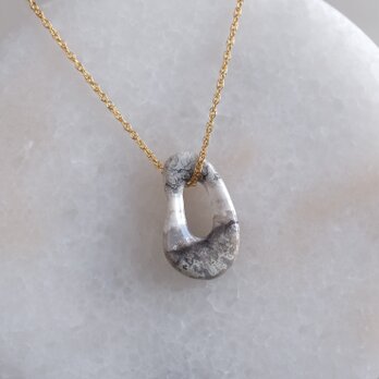 lace agate circle necklace　天然石レースアゲート　ネックレス　K14gfの画像