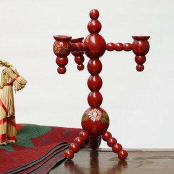 古典赤玉キャンドルホルダー（3アーム）の画像