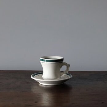 ブリュロ カップ アンド ソーサー コーヒー  緑 フランス アンティーク 0501672の画像
