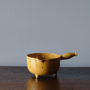 黄釉 フェセル 持ち手付き 足つき 水切り フランス アンティーク 0501644の画像