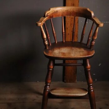 №129　【雰囲気良い】古い木製子供椅子/チェア/ダイニングチェア/アンティーク家具/の画像