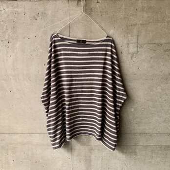 Linen Pullover (natural × charcoal)の画像